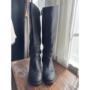 Tory Burch Fulton Black Pebble Leather Knee High Riding Boots Sz 9